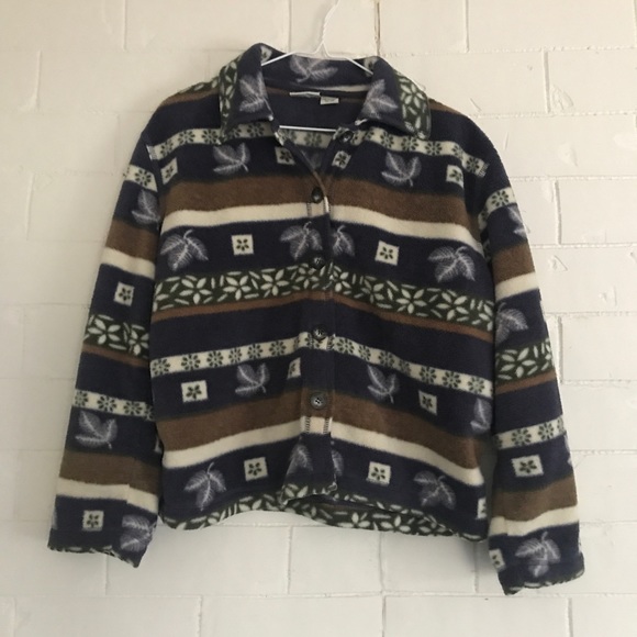 Vintage Jackets & Blazers - VINTAGE | Fleece Cropped Button Sweatshirt Jacket